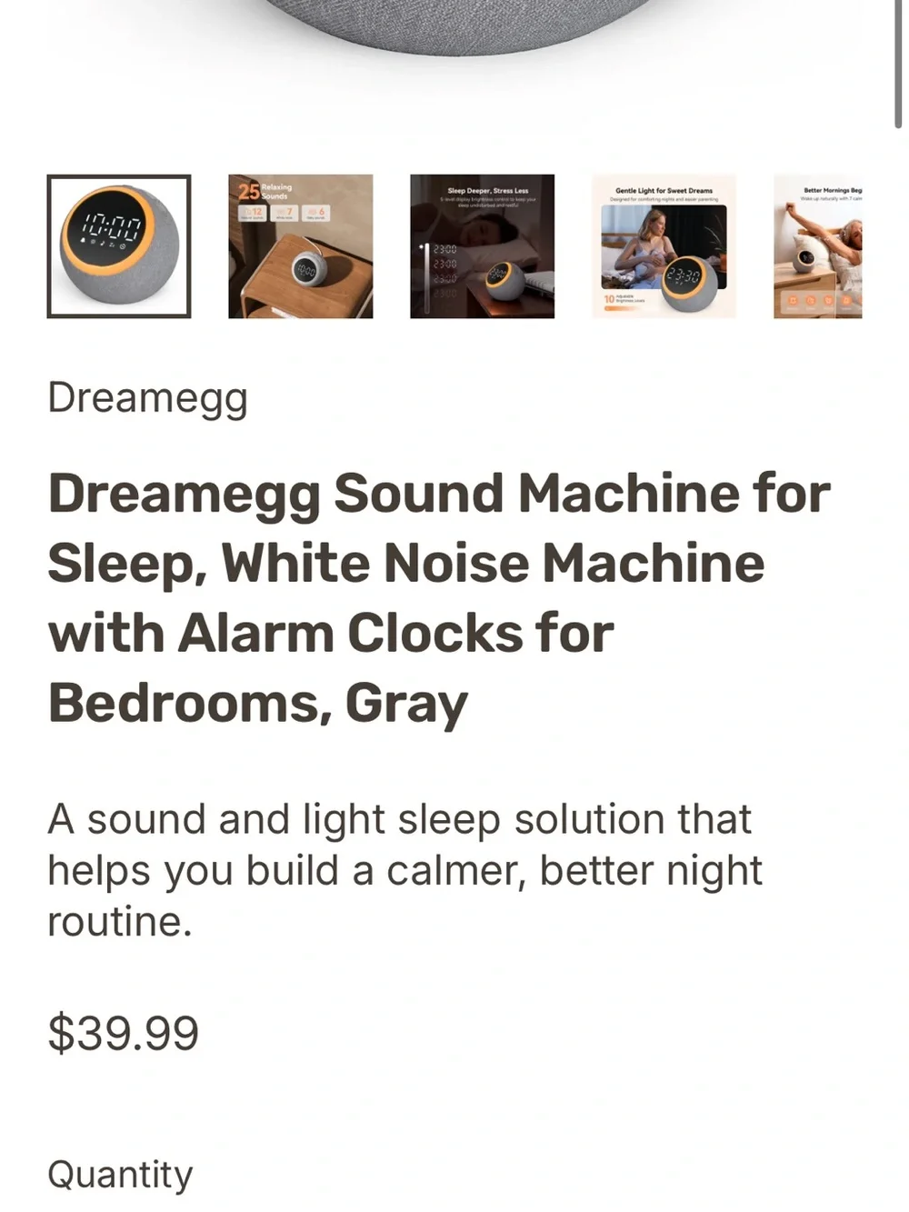 Dreamegg Sound Machine Alarm Clock - White/Orange Box